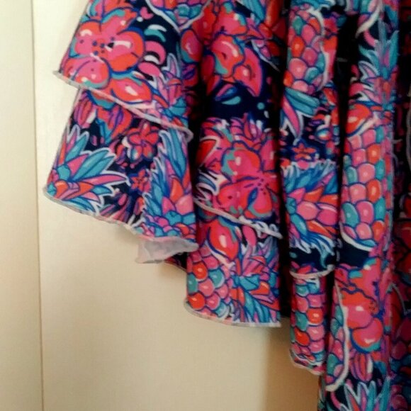 🌺🍍Simply Southern Off‑Shoulder Pineapple & Floral Top 🌺🍍 Navy • Size L - Picture 5 of 9